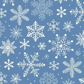 Snowflakes Christmas on Light Navy Blue