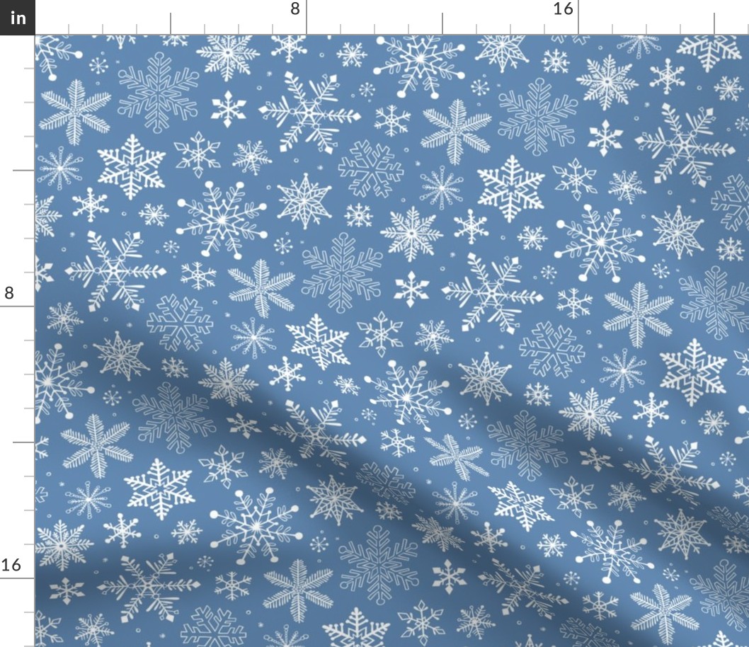 Snowflakes Christmas on Light Navy Blue
