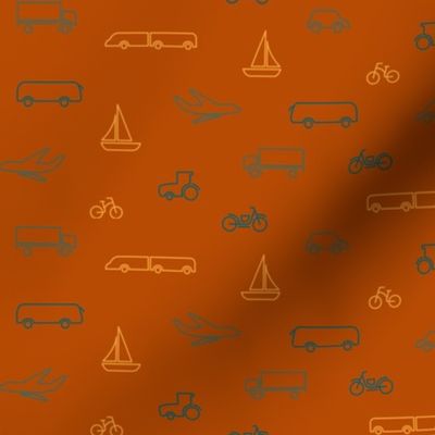 limited color transportation pattern-red-small