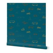 limited color transportation pattern-blue-07