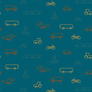 limited color transportation pattern-blue-07