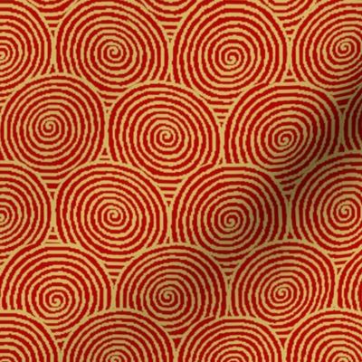 Chinese Spirals Red Gold