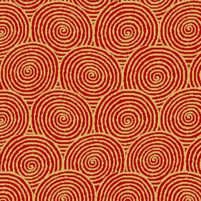 Chinese Spirals Red Gold