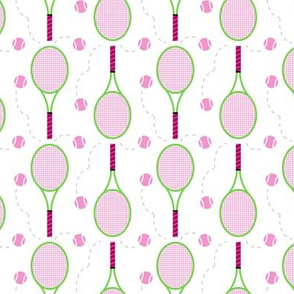 Neon Green Tennis Rackets with Pink Ball