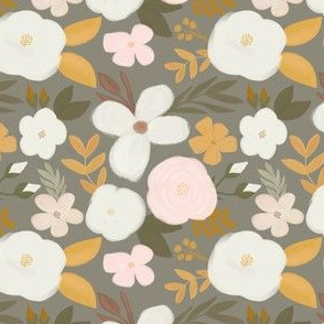 Late Fall Florals on Gray Green 