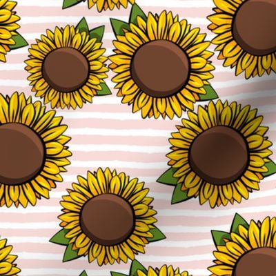 Sunflowers -  pink stripes