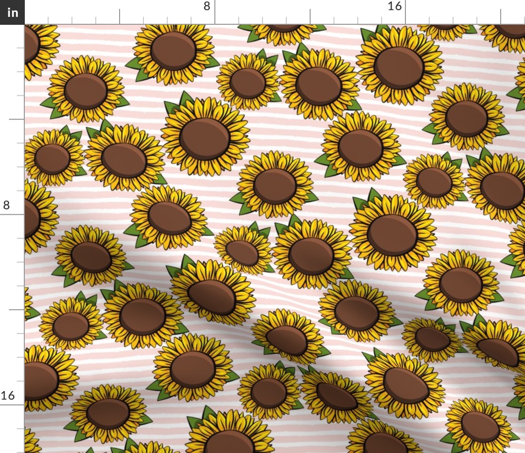 Sunflowers -  pink stripes