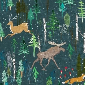 Noël Animal Forest (teal) MED