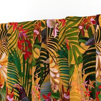 18" Tropical Night - Toucan in palm jungle with tropical flowers and bananas - orange