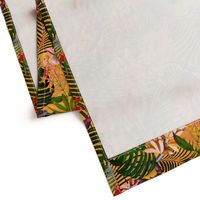 18" Tropical Night - Toucan in palm jungle with tropical flowers and bananas - orange