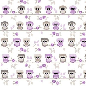 Baby owls in purple - small