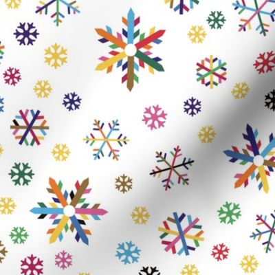 colorful snowflakes, tossed