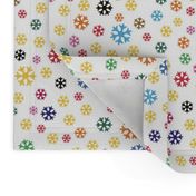 colorful snowflakes on white, small