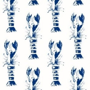 Navy Blue Lobsters on White Background - Small Scale