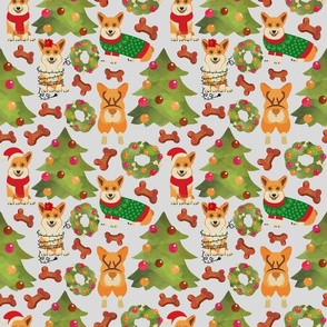 18" Corgis decorate the vintage christmas tree 