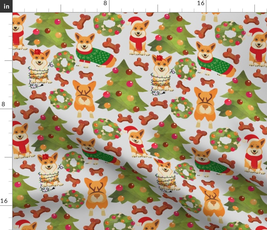 18" Corgis decorate the vintage christmas tree 