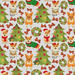 Corgis decorate the vintage christmas tree - Small Gray