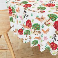 10" cute welsh cardigan corgis are on the farm with lot animals design corgi lovers will adore this fabric -white 