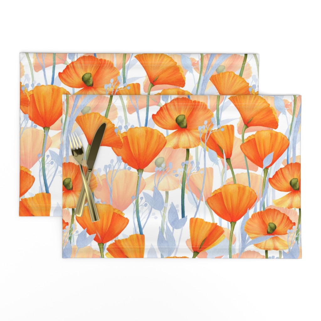 18" California  Poppy Meadow Double Layers -orange poppies, summer wildflowers, meadow flowers  