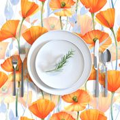 18" California  Poppy Meadow Double Layers -orange poppies, summer wildflowers, meadow flowers  