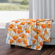 18" California  Poppy Meadow Double Layers -orange poppies, summer wildflowers, meadow flowers  