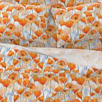 18" California  Poppy Meadow Double Layers -orange poppies, summer wildflowers, meadow flowers  