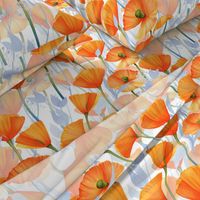 18" California  Poppy Meadow Double Layers -orange poppies, summer wildflowers, meadow flowers  