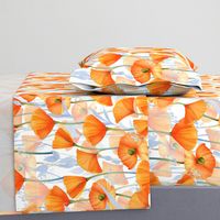 18" California  Poppy Meadow Double Layers -orange poppies, summer wildflowers, meadow flowers  