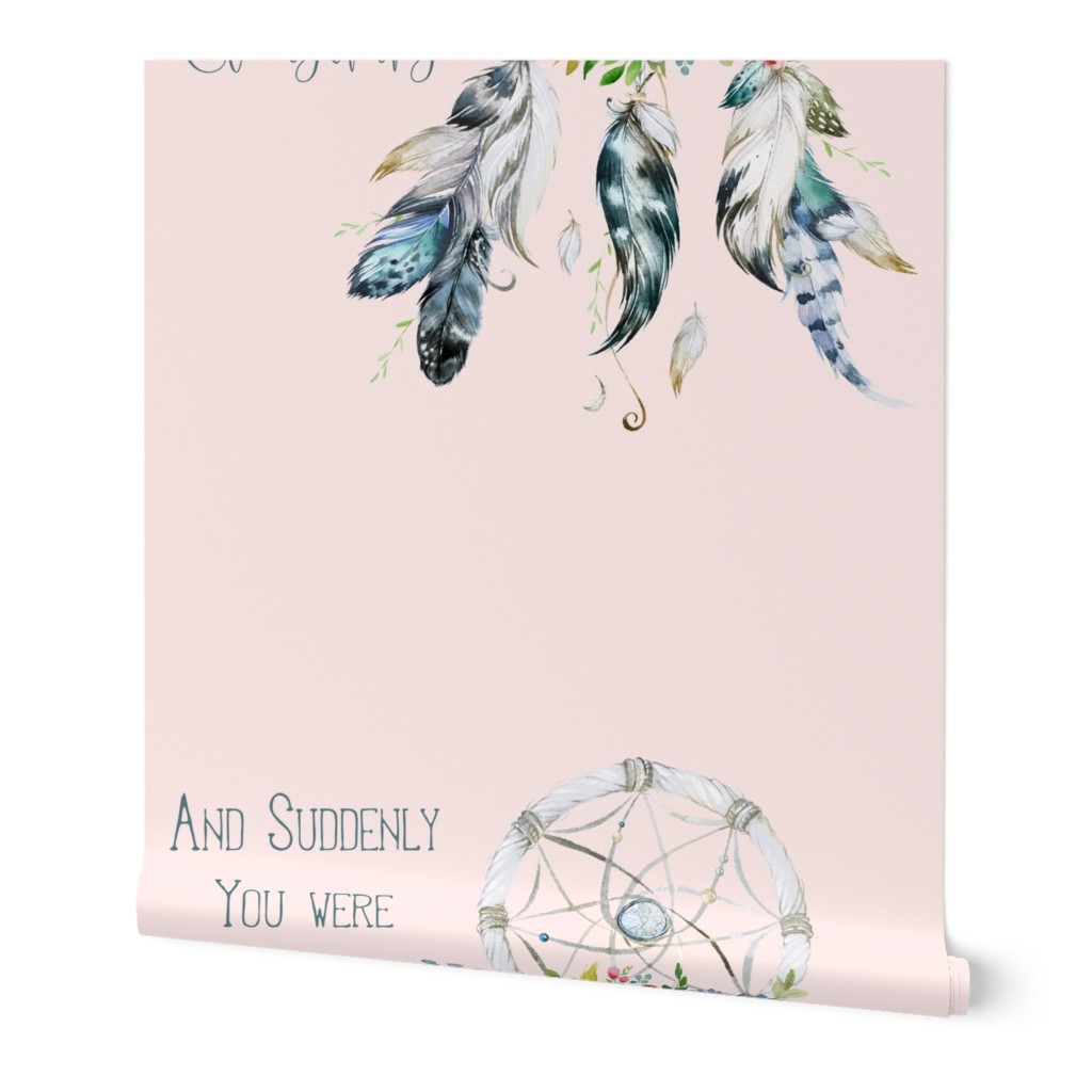 2 to 1 Yard of Minky/ And Suddenly You Were Our Everything Quote Dreamcatcher Pink