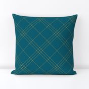 Jacobite coat tartan, 6" diagonal repeat  - lagoon teal with saffron stripes