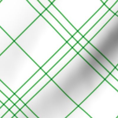 Jacobite coat tartan, 6" diagonal repeat  - white with spearmint green stripes