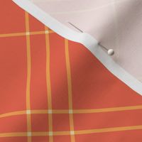 Jacobite coat tartan, 6" diagonal repeat  - vermilion with creamsicle orange stripes