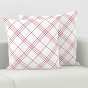 Jacobite coat tartan, 6" diagonal repeat  - white with cinnamon red stripes