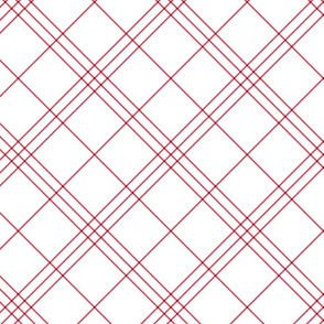 Jacobite coat tartan, 6" diagonal repeat  - white with cinnamon red stripes