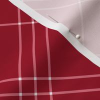 Jacobite coat tartan, 6" diagonal repeat  - cinnamon red with white stripes