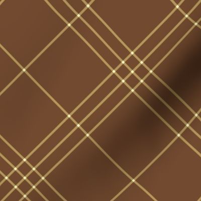 Jacobite coat tartan, 6" diagonal repeat  -summercolors brown with caramel stripes