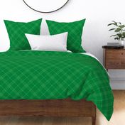 Jacobite coat tartan, 6" diagonal repeat  - deep spearmint green with white stripes