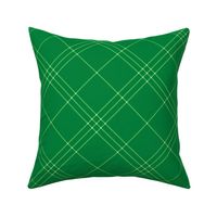 Jacobite coat tartan, 6" diagonal repeat  - deep spearmint green with white stripes