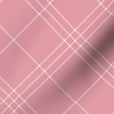 Jacobite coat tartan, 6" diagonal repeat  - pink with white stripes