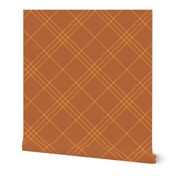 Jacobite coat tartan, 6" diagonal repeat  - copper brown with gold stripes