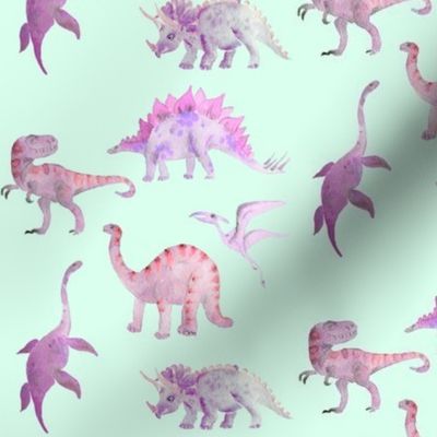 dinosaurs in pink on turquoise