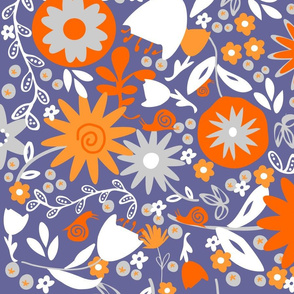 Purple & Orange Whimsical Floral