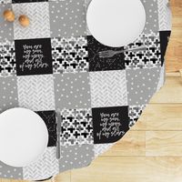 You are my sun, my moon, and all of my stars - monochrome patchwork baby nursery 