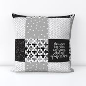 You are my sun, my moon, and all of my stars - monochrome patchwork baby nursery 
