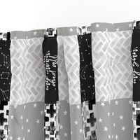 You are my sun, my moon, and all of my stars - monochrome patchwork baby nursery  (90)