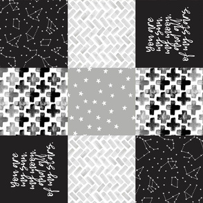 You are my sun, my moon, and all of my stars - monochrome patchwork baby nursery  (90)