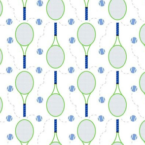 Neon Green Tennis Rackets with Blue Ball
