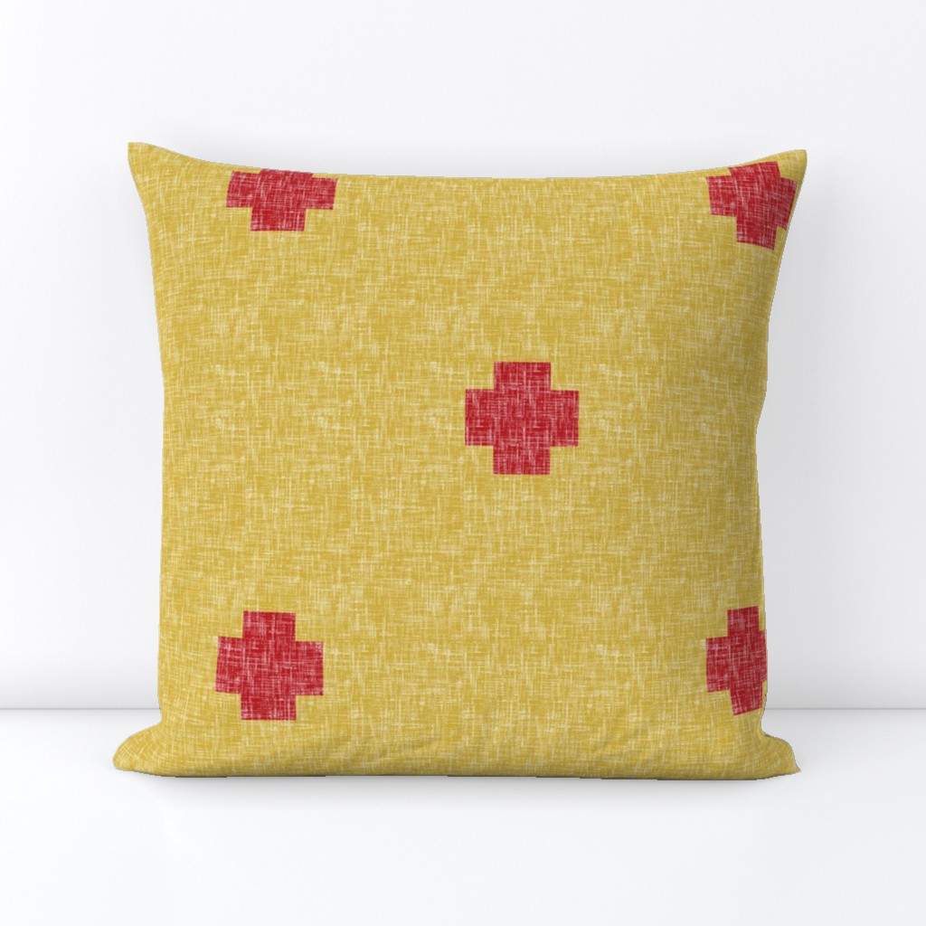 Mustard + poppy linen-weave traditional by Su_G_©SuSchaefer