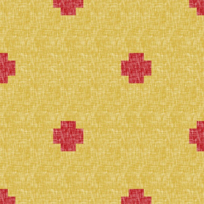 Mustard + poppy linen-weave traditional by Su_G_©SuSchaefer