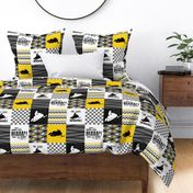 Eat Sleep Snowmobile//Yellow - Wholecloth Cheater Quilt